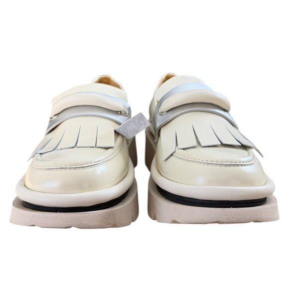 4CCCCEES Crunch Fringe Leather Platform Loafer Ivory EU 40 US 9 Preppy - Picture 6 of 12